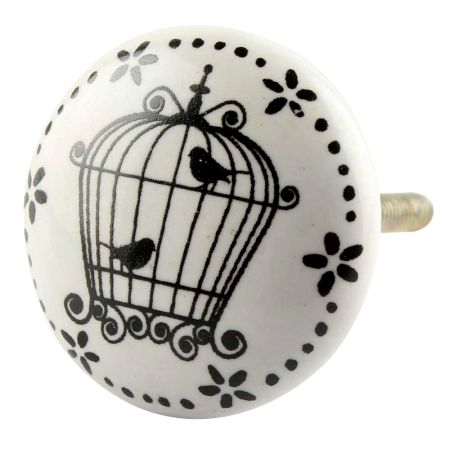 Birds In Cage Cearmic Flat Knobs